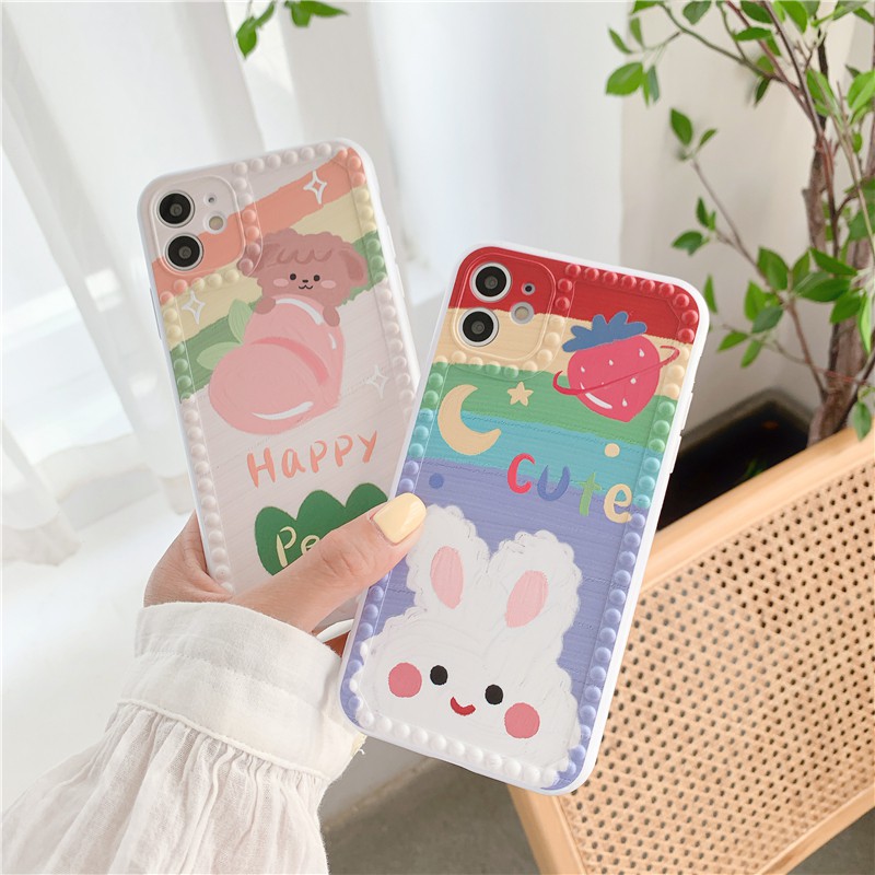 Ốp lưng iphone viền chấm bi tranh sơn dầu Chóthỏ 7plus/ 8plus / x / xs / xs max /11 /11 promax Dino Case