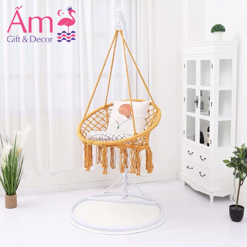 Võng Tròn Đan Dây Ấm Gift &amp; Decor Chắc Chắn Có Kèm Khung, Decor Trang Trí Phòng Xinh Phù Hợp Cho Mọi Lứa Tuổi