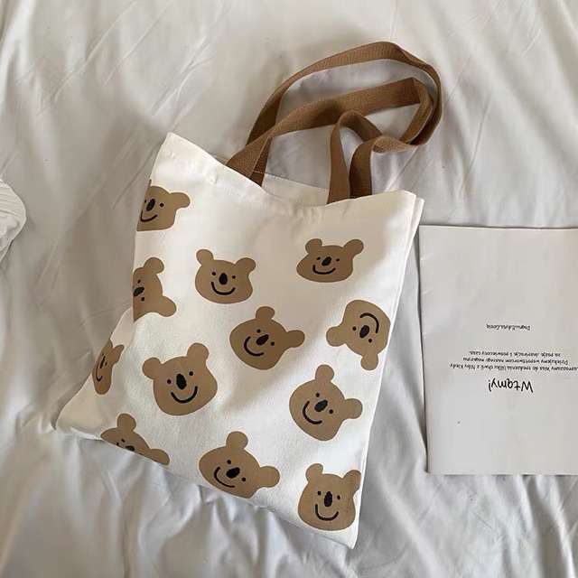 Túi tote gấu nâu vintage ulzzang (có sẵn, hình thật)