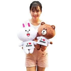 Cặp đôi Gấu Brown - Thỏ Cony [FREESHIP] size 40cm Vải nhung mềm mịn|Hàn Quốc|Gấu bông cao cấp|TEDDYBEAR.VN
