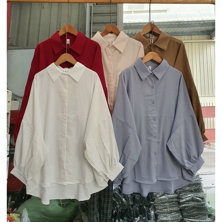 Sơ mi đũi Nhật tay phồng form rộng siêu xinh