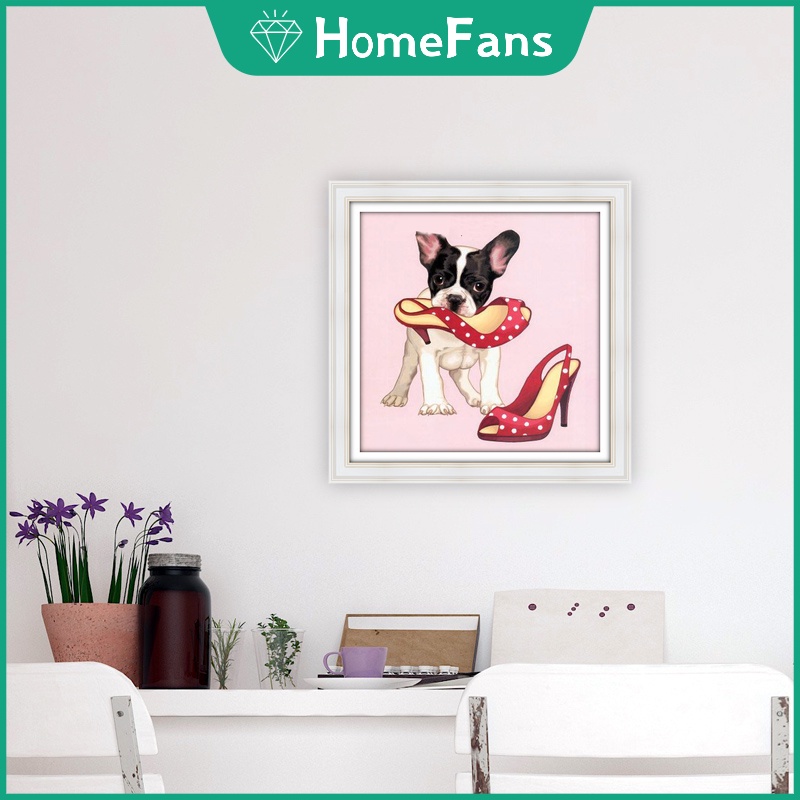 Bộ Tranh Đính Đá 5D Họa Tiết Chú Chó Hoạt Hình Độc Đáo Kích Thước 30x30cm DIY Dùng Trang Trí