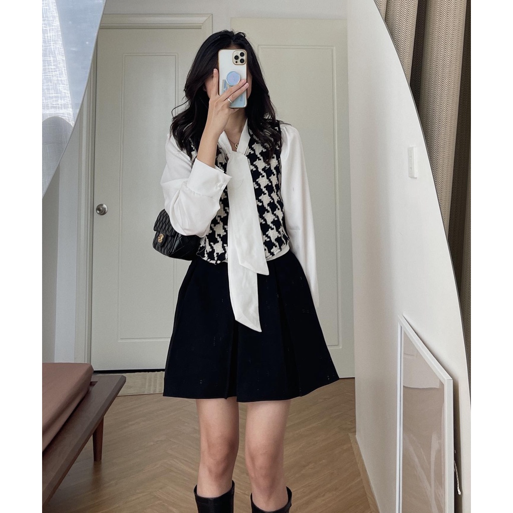 (ảnh thật) Audrey Set dạ gile mix somi chân váy 846 | BigBuy360 - bigbuy360.vn