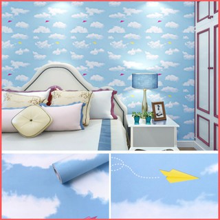 1 mét Giấy dán tường Mây trời xanh nhạt sẵn keo (Khổ 45cm)