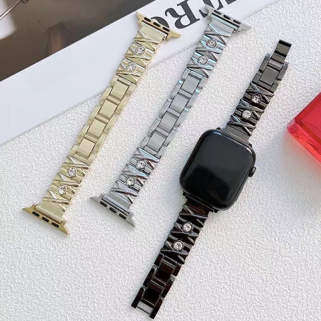 Dây Đeo Thay Thế Bằng Kim Loại Đính Đá Cho Đồng Hồ Thông Minh Apple Watch 7 / 6 / 5 / 4 / 3 / 2 / 1SE