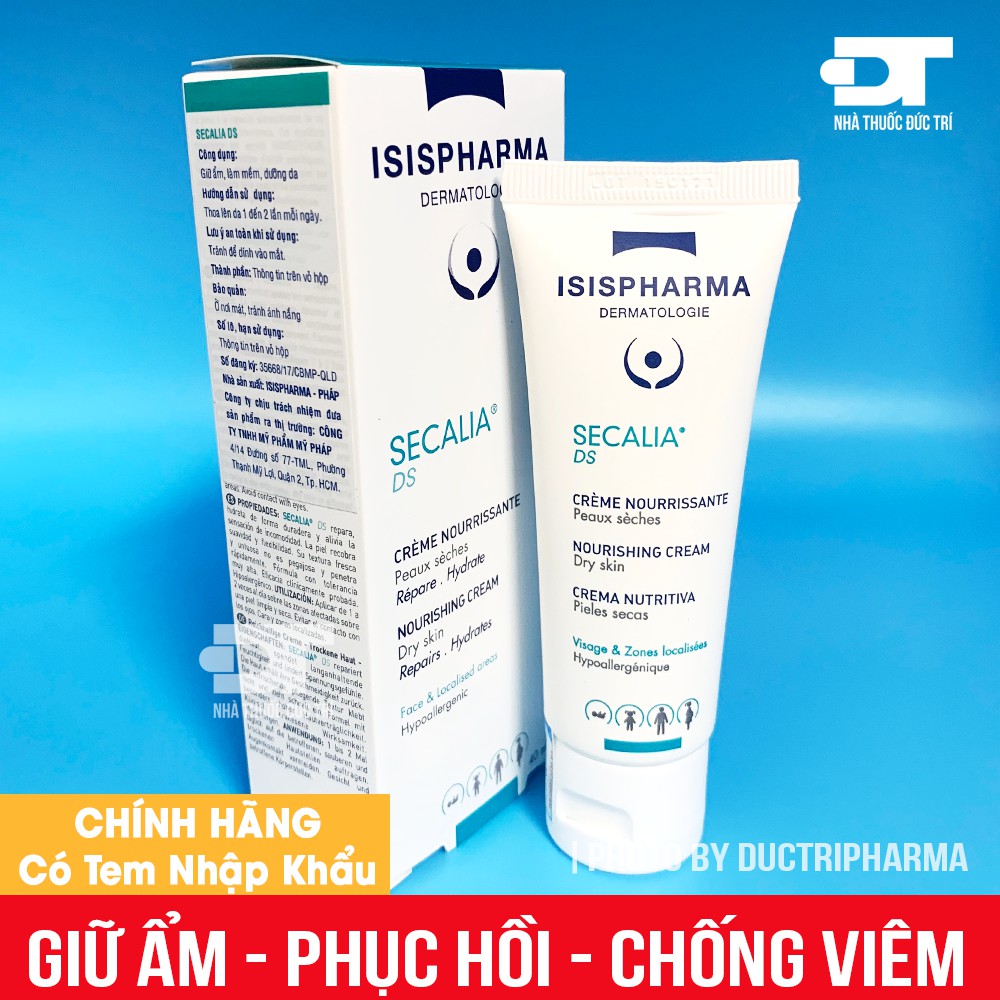 Kem dưỡng ẩm ISIS PHARMA SECALIA DS - Cho da khô, da chàm, nhạy cảm, kích ứng mẩn đỏ