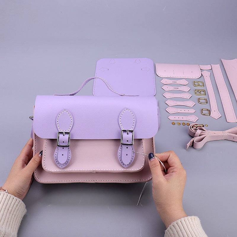 Bộ nguyên liệu tự làm túi xách đeo chéo mix màu da PU đi chơi, dạo phố thanh lịch có clip hướng dẫn