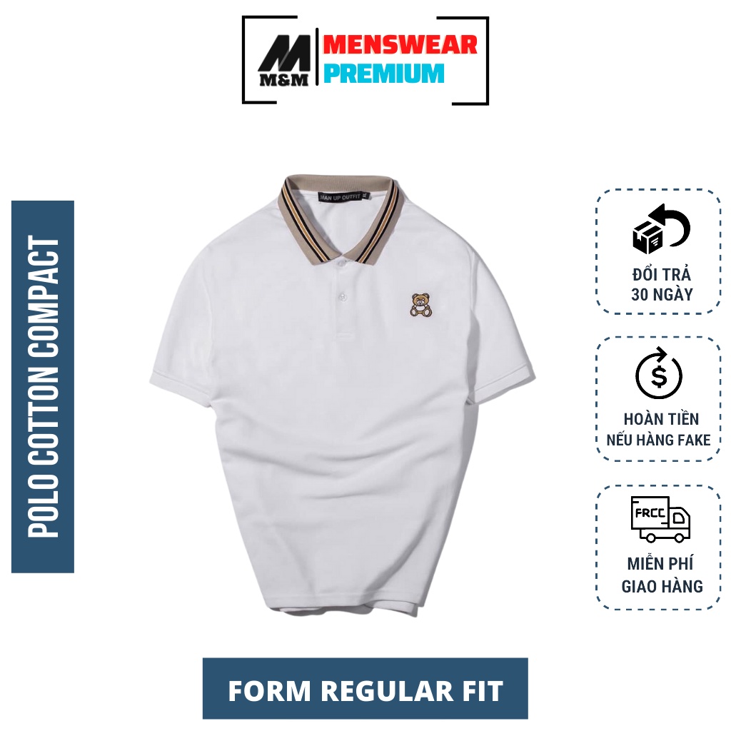 Áo Phông Hàng Hiệu M&amp;M MamModel Áo Thun Nam Cao Cấp Cổ Bẻ, Tay Ngắn, In Họa Tiết, Vải Cotton Xuất Xịn HC60