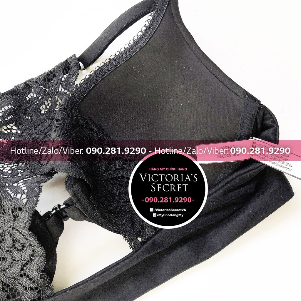 -32B/B70- Áo nâng ngực Body by Victoria màu đen gài trước siêu mền, siêu êm Victoria's Secret USA