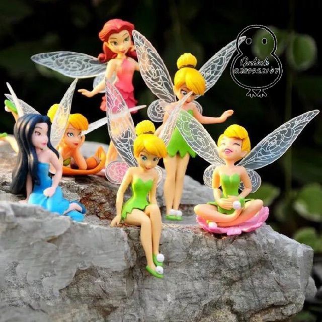 Bộ 6 cô tiên trang trí bánh kem, công chúa cánh chuồn chuồn, tiên nữ Tinkerbell