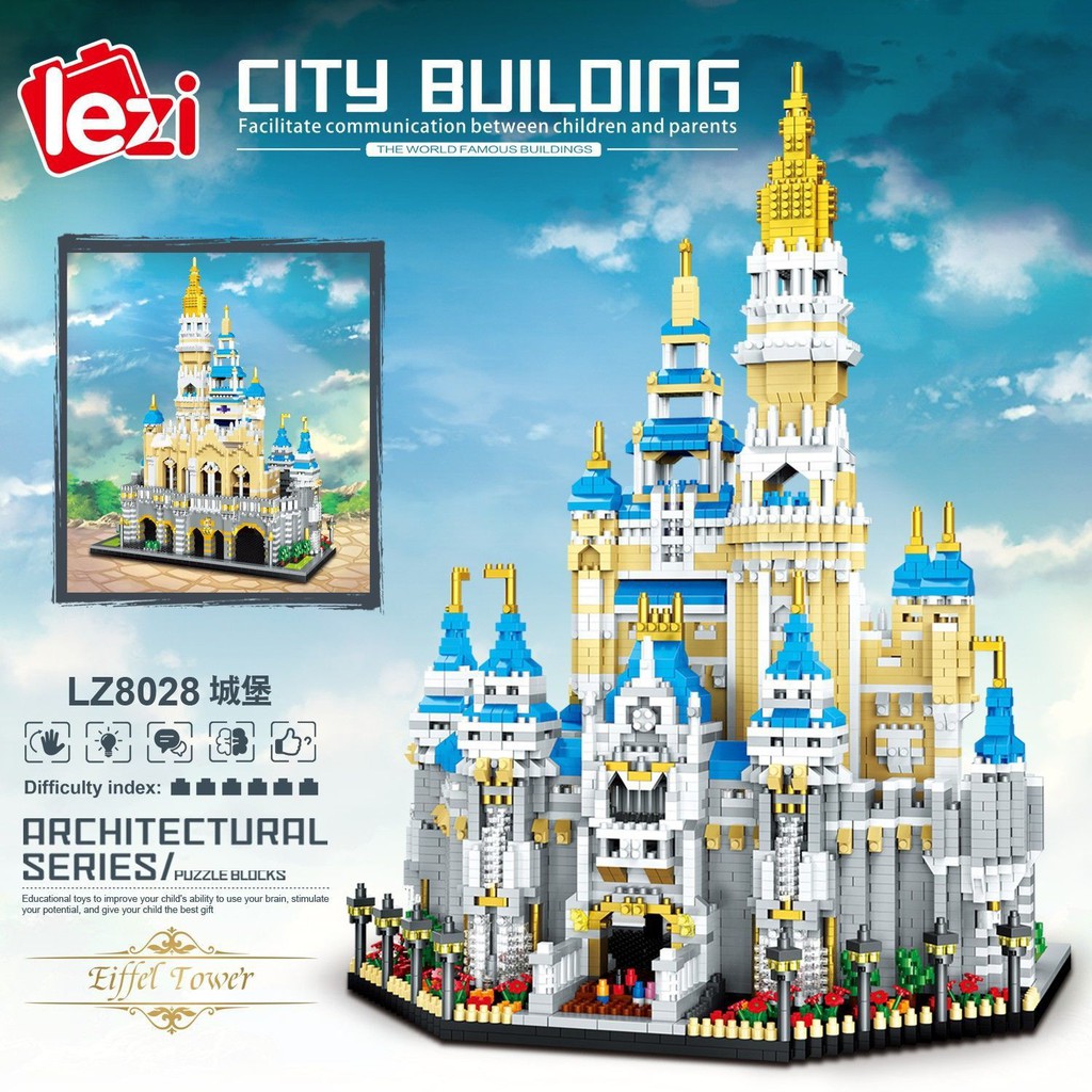 Tương thích với các khối xây dựng Lego, Tháp Hạc vàng, tòa nhà lắp ráp quy mô lớn có độ khó cao dành cho ngườ