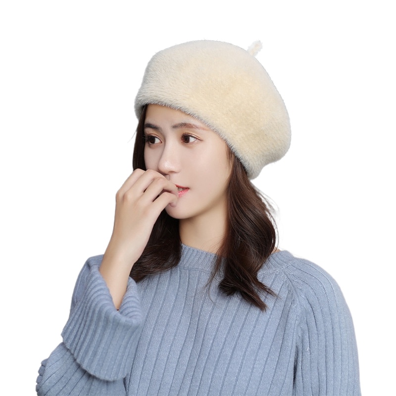 Korean fashion retro velvet brimmed hat for women