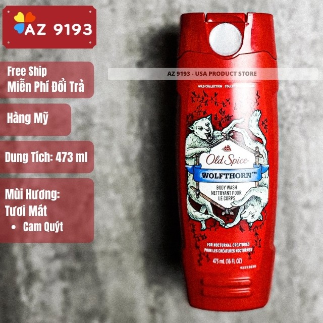 [Hàng Mỹ] Sữa Tắm Old Spice Body Wash Fiji, Swagger, Champion, BearGlove, Wolfthorn, Hawkride 473ml - AZ9193