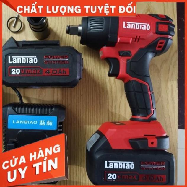 [Hàng xịn] Máy bulong pin LANBIAO không chổi than 20v , siết bu lông , xiết , 2 pin súng bắn ốc