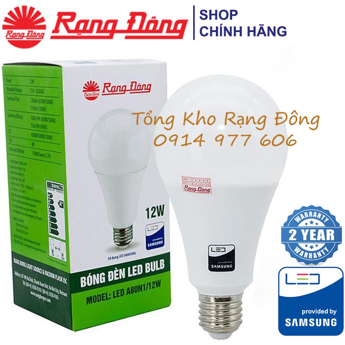 Bóng LED Rạng Đông, ChipLED SAMSUNG, 2 năm bảo hành, 3W, 5W, 7W, 9W, 12W, 15W, 20W CHÍNH HÃNG