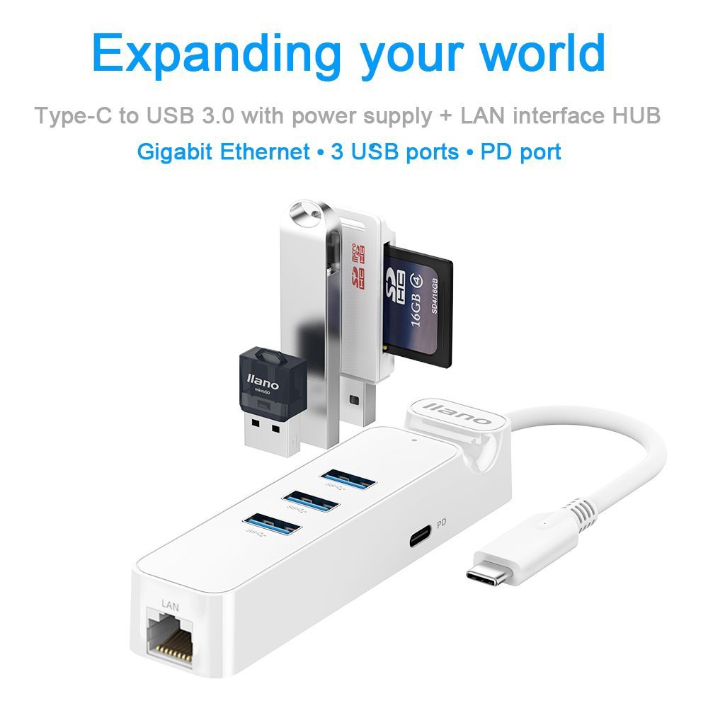 Hub Chuyển Đổi Mang Llano Type C Sang Rj45 3 Cổng Usb 3.0