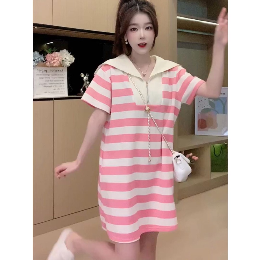 622176   Đầm Chữ a Tay Ngắn Cổ Thủy Thủ Phong Cách Mới Cho Nữ