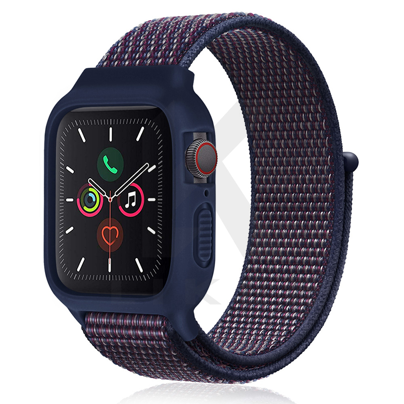 Hộp đựng đ/hồ 2 trong 1 Dây đeo nylon mềm cho đ/hồ táo ốp Dây đeo iWatch Band 38mm 40mm 42mm 44mm 24mm 22mm 20mm 18mm
