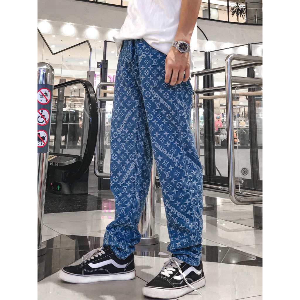 Quần Baggy Nam Ống Suông Rộng In Họa Tiết LV Quần Jean Nam Hot Nhất 2022 JSLV01