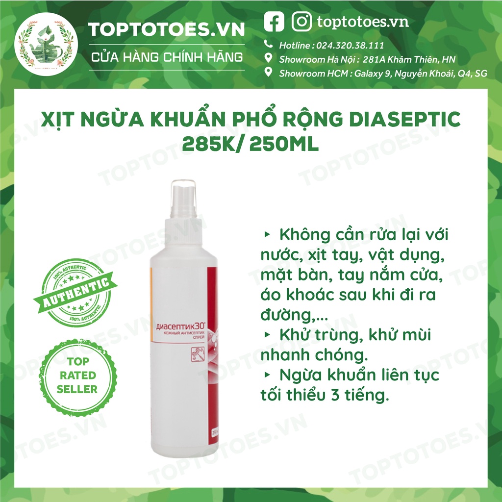 Gel rửa tay khô - Xịt ngừa khuẩn phổ rộng Diaseptic cho tay và đồ dùng