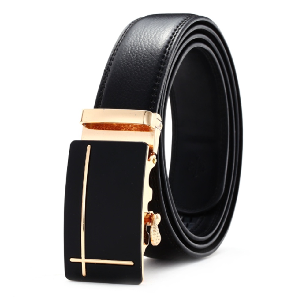 Thắt lưng nam thời trang dấu cộng vàng, dây da khóa tự động tiện lợi (Mã DDF09) - D&amp;D Fashion