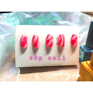 Nail Dạ quang hồng nổi bật làm theo số đo móng thật [NAIL BOX]