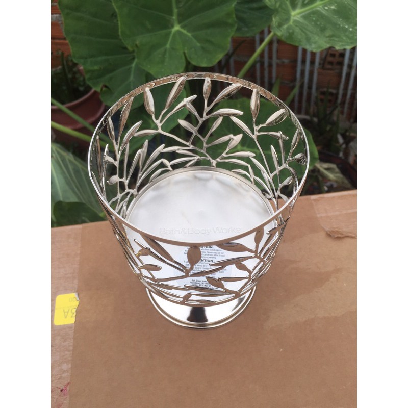 Chân đế đựng nến thơm BBW Bath & Body Works kiểu chiếc lá bóng