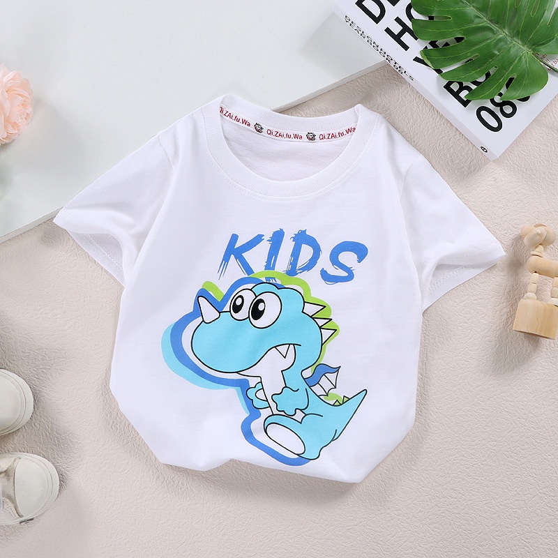 Áo Thun Tay Ngắn Cổ Tròn Bằng Cotton Nguyên Chất Mềm Mại 70-140cm Dành Cho Bé
