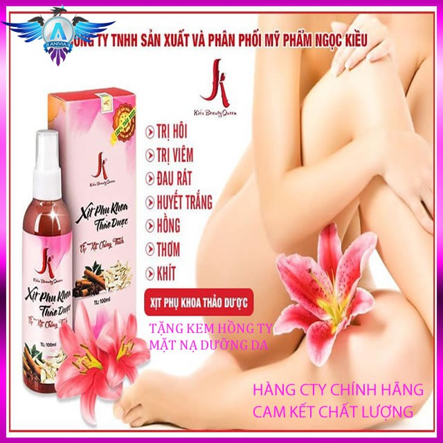 Xịt phụ khoa thảo dược Kiều hồng se khít thơm chai 100ml vòi mới