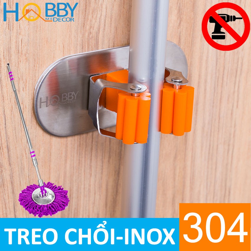 Giá treo cán chổi HOBBY Home Decor C1TR Inox 304 dán tường gạch men siêu dính