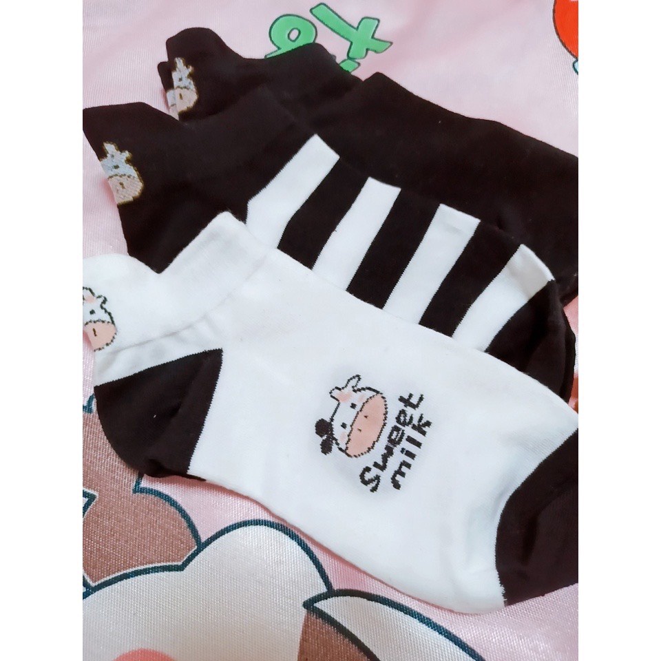 Tất Vớ Nữ Cổ Ngắn Bò sữa Cute Dễ Thương Phong Cách Hàn Quốc