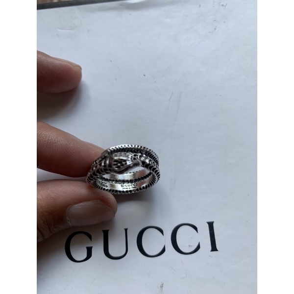 Nhẫn unisex gucci Snake mạ bạc hàng cao cấp.