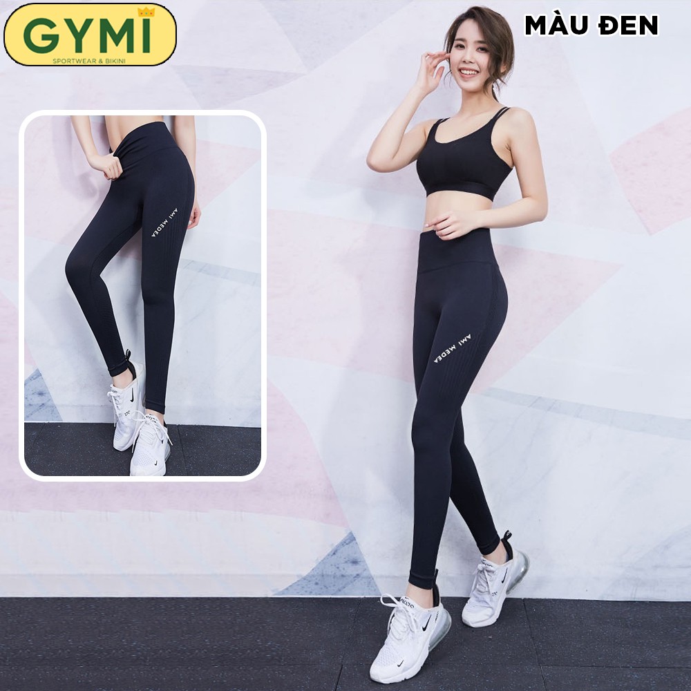 Quần tập gym yoga nữ GIMY QD01 dáng legging dài thể thao lưng cao nâng mông chất dệt kim co giãn Ami Meade