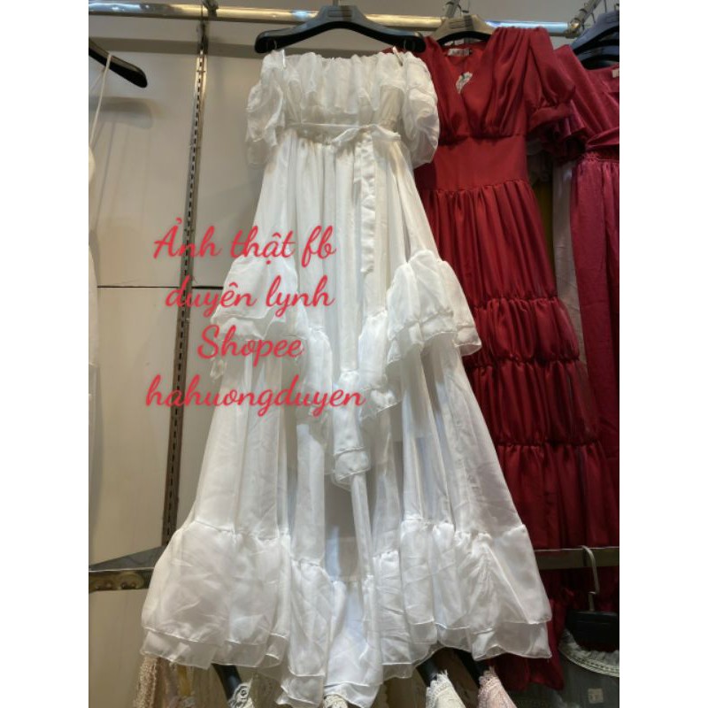 (ẢNH THẬT) 5 màu  Váy maxi voan tơ trễ vai công chúa  / VÁY voan nhiều tầng  TRỄ VAI | BigBuy360 - bigbuy360.vn