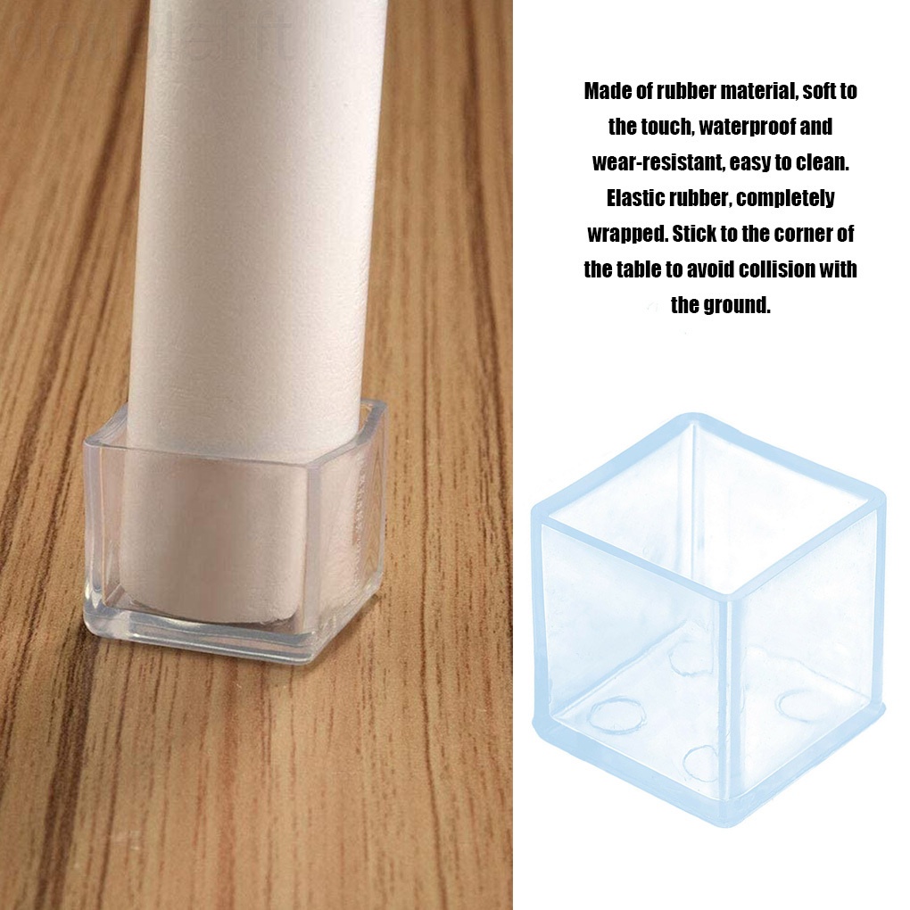 Set 4 nắp gắn chân bàn ghế bằng cao su hình vuông đa năng tiện lợi