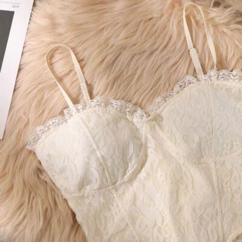 Áo croptop 2 dây ren vạt nhọn có mút đệm ngực hàng chuẩn đẹp y hình
