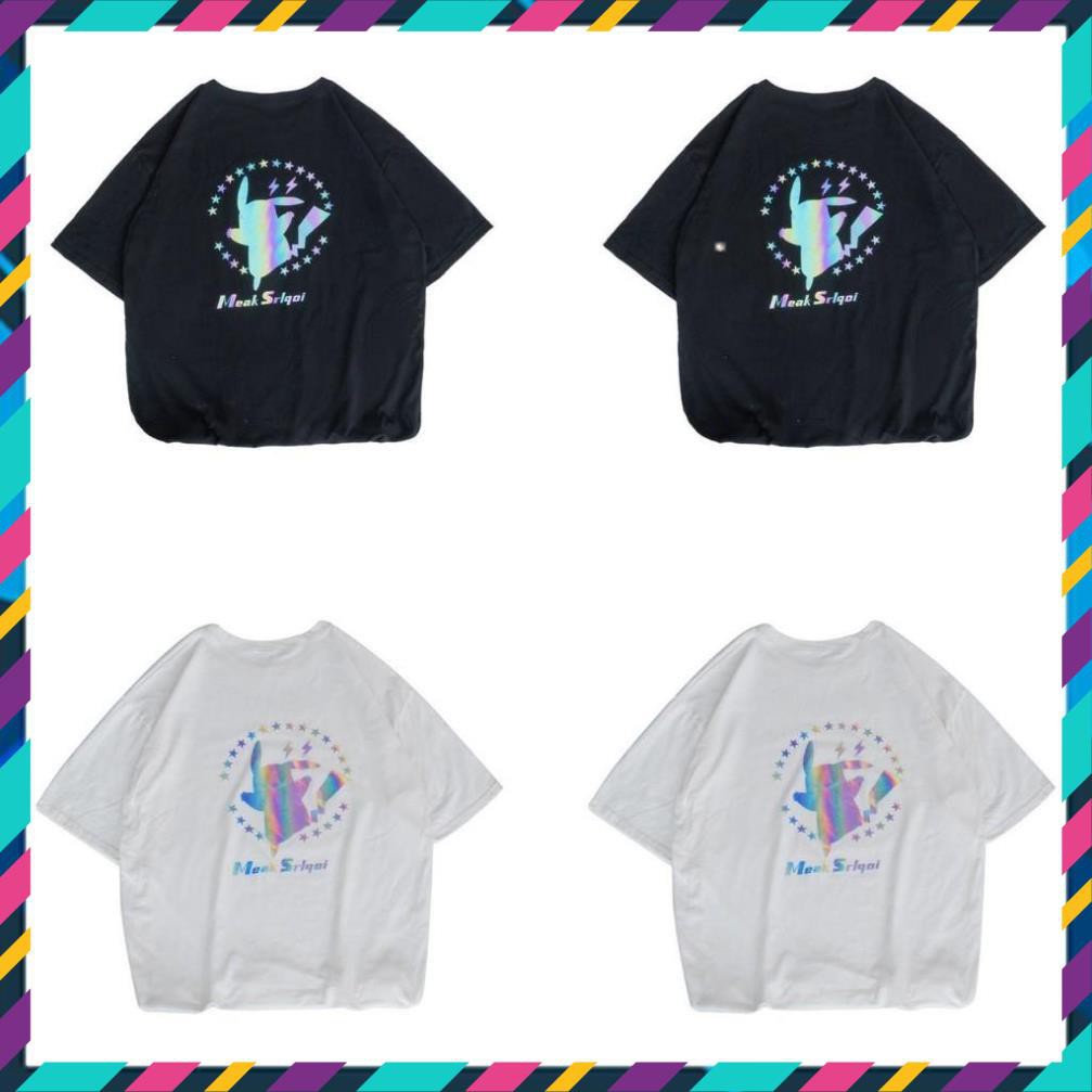 - Áo Thun Phản Quang Pikachu Ngôi Sao form rộng unisex tay lỡ chất Cotton freesize cho nam và nữ- PQ34 .