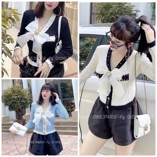 Áo Len Nơ Tơ Đính Hạt Tay Dài [ TNT Shop Bigsize 60kg 90kg ]