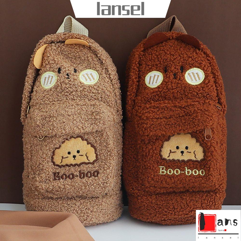 Túi đựng bút / đồ trang điểm bằng vải bông hình gấu dễ thương nhiều màu sắc