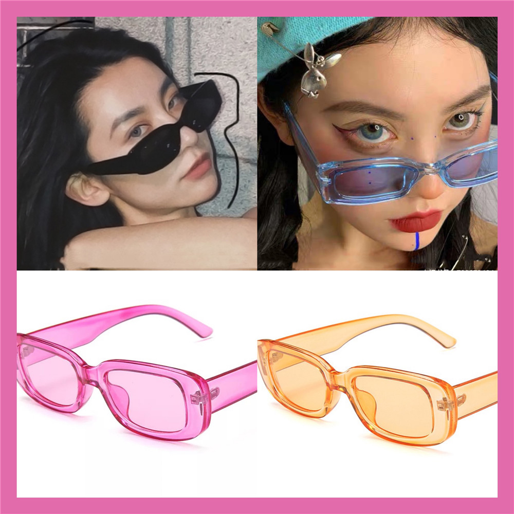 [sweet] woman fashion retro transparent PC frame Square lens Sunglasses anti-uv glasses