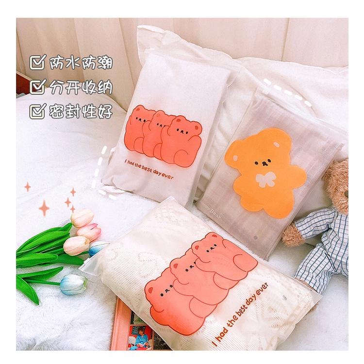 Túi zip khoá lụa mờ đựng quần áo, phụ kiện dẻo dai bền tiện dụng tiện dụng đi du lịch, cất giữ đồ