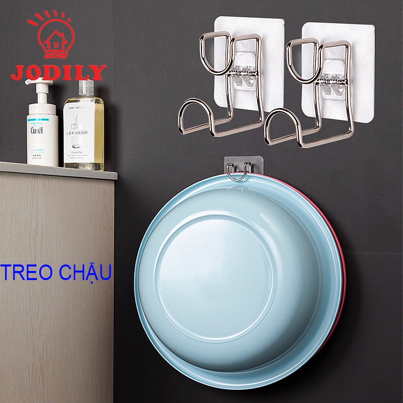 [Mã BMLT30 giảm đến 30K] Móc Dán Tường Treo Chậu Rổ, Treo Đồ Đa Năng Inox 304 Jodily Sử Dụng Miếng Dán Thế Hệ Mới