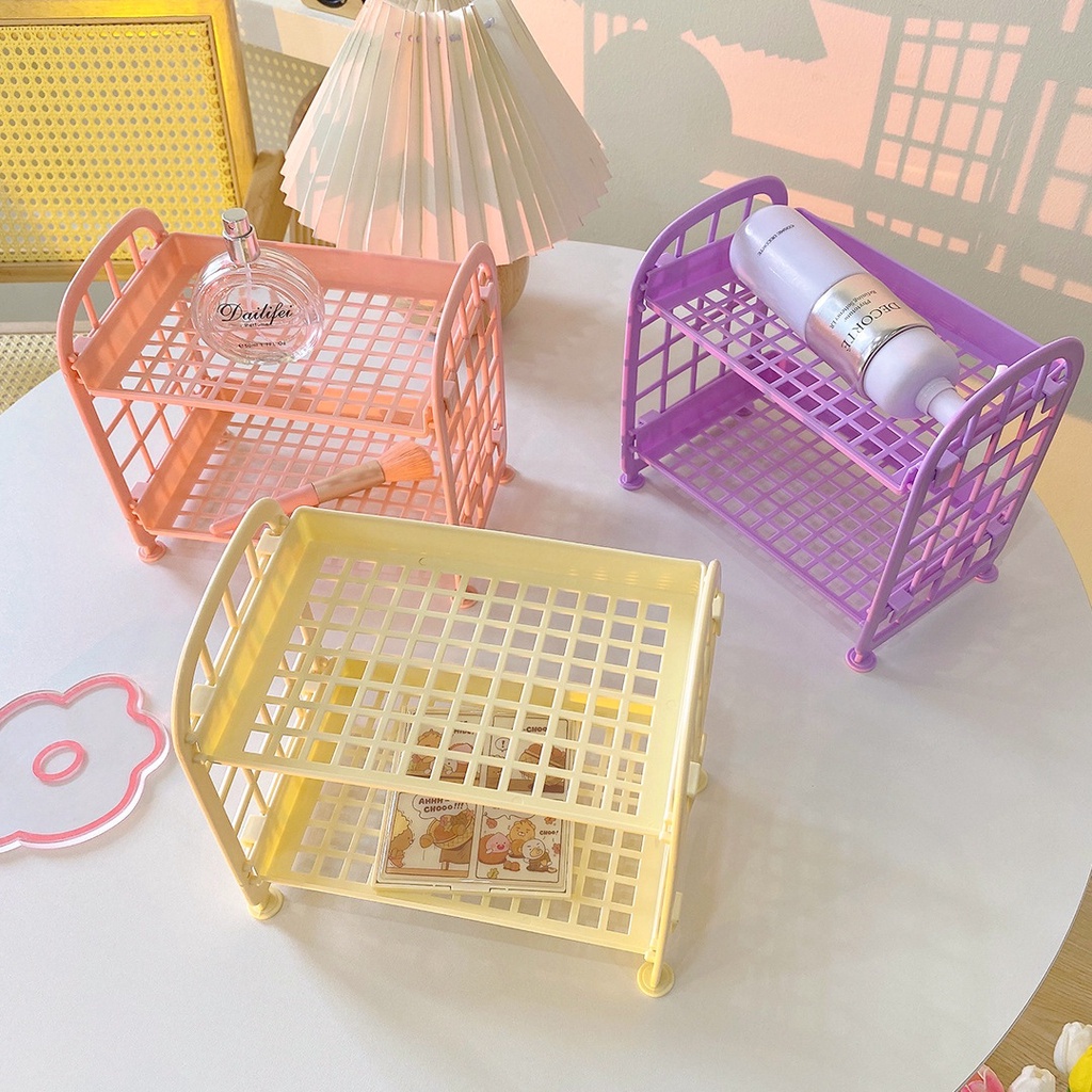 Kệ Nhựa Mini 2 Tầng Đựng Đồ Đa Năng
