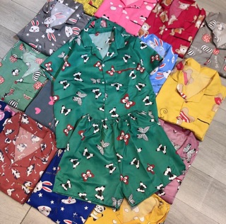 [XẢ HÀNG] BỘ PIJAMA ĐÙI CHẤT KATE (gửi mẫu ngẫu nhiên ạ)