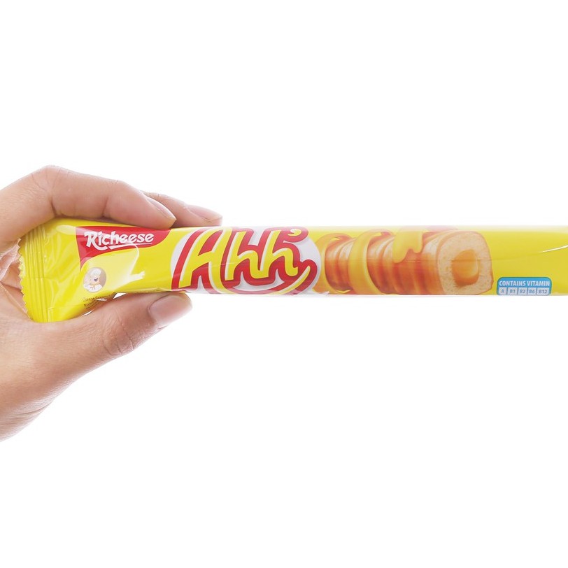 Bánh xốp phô mai Richeese Ahh' Nabati roll hộp 160g/10 ống to