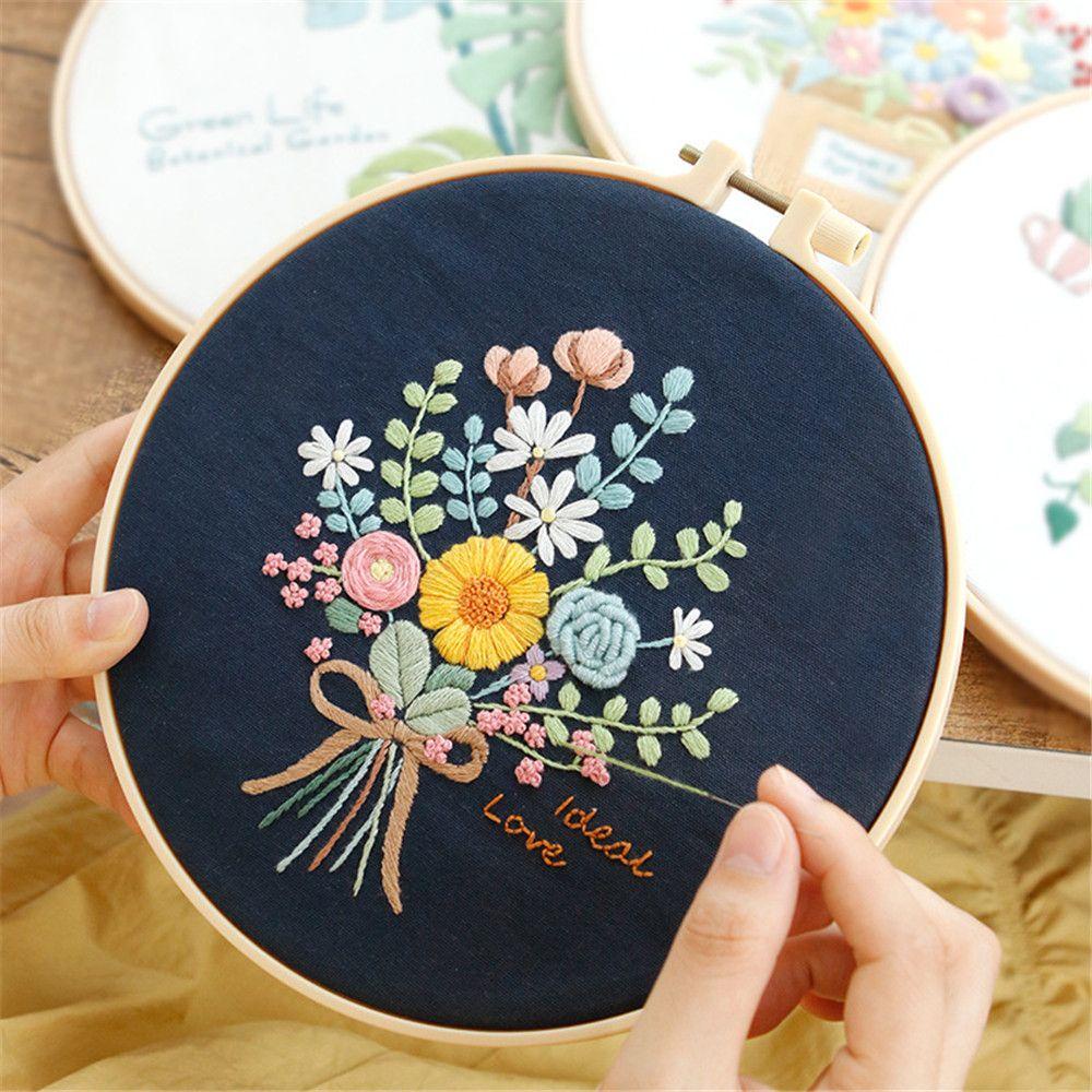 Bộ Tranh Thêu Thủ Công Hình Hoa Lá Thời Trang Trang Trí Nhà Cửa