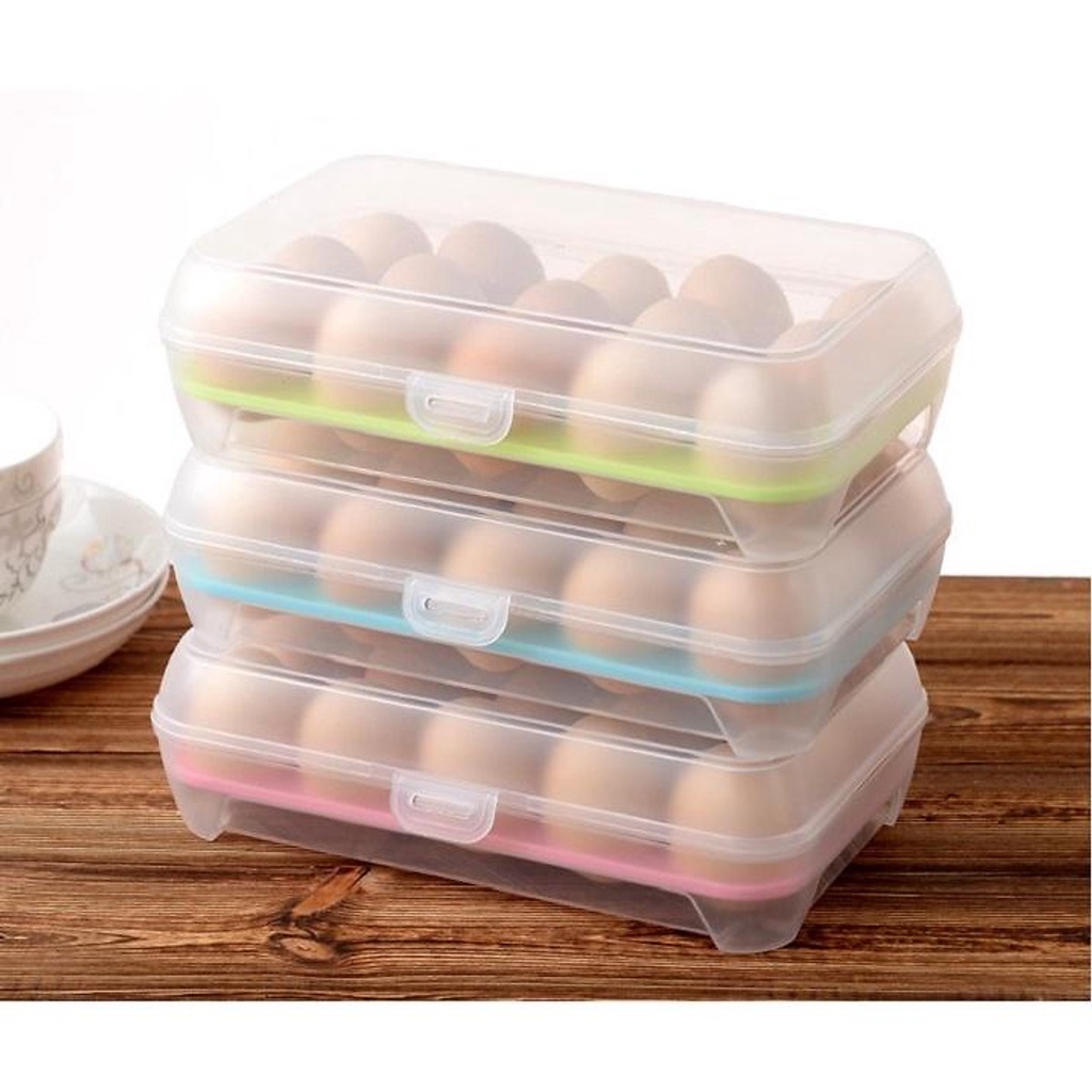 Hộp Khay Đựng Trứng Gà, Giỏ Rổ Đựng Trứng Vịt Tiện Lợi 1 Tầng 15 Ngăn