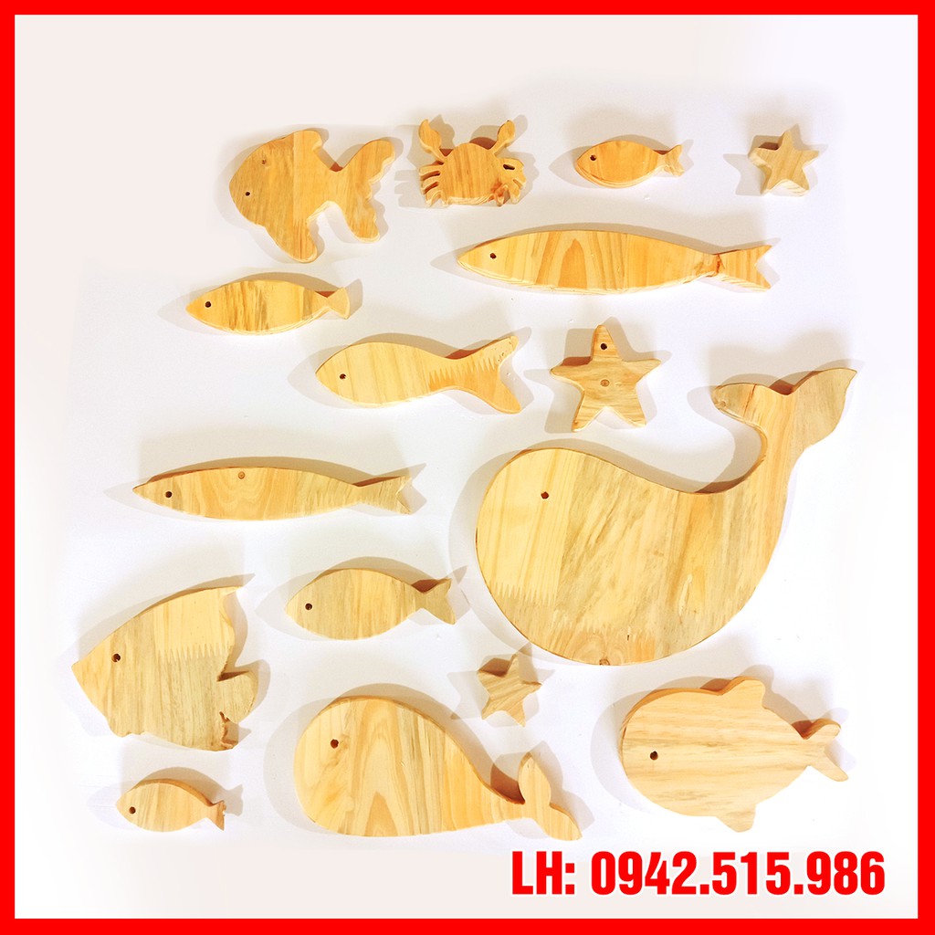 Cá gỗ cho bé tô màu - Cá gỗ decor