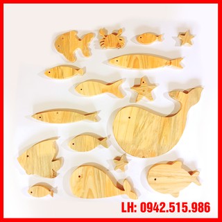 Cá gỗ cho bé tô màu - Cá gỗ decor