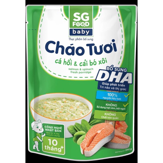 Cháo Tươi Baby DHA SG Food 250g vị cá hồi